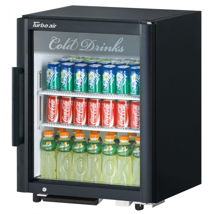 Turbo Air TGM-5SDB-N6 25" Black Super Deluxe Countertop Refrigerator w/ Glass Swing Door – Front Access, LED Lighting, 115v - Donut-Supplies.Com