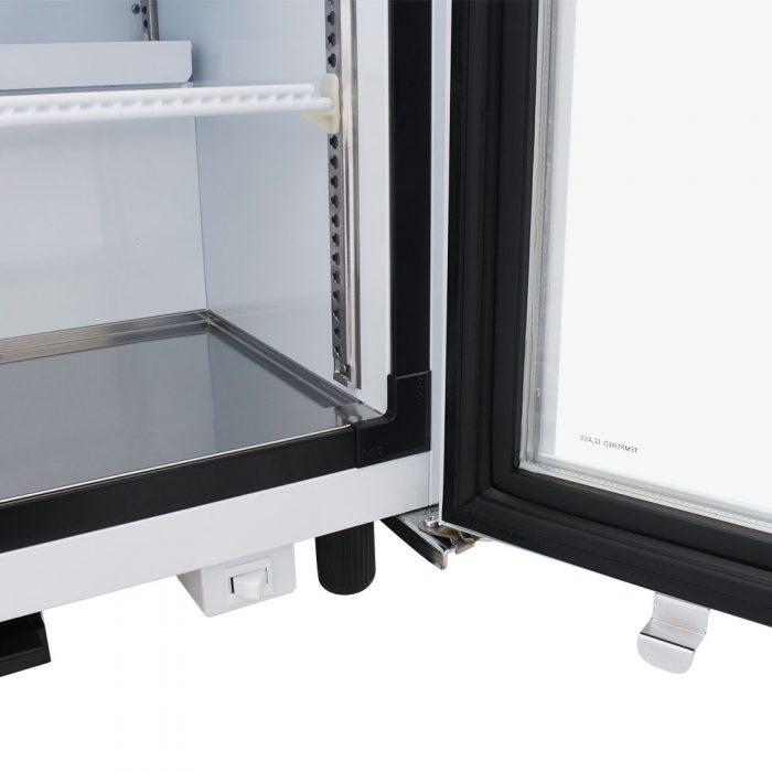 Turbo Air TGM-5SDB-N6 25" Black Super Deluxe Countertop Refrigerator w/ Glass Swing Door – Front Access, LED Lighting, 115v - Donut-Equipment.com