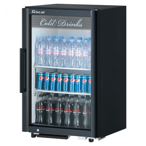 Turbo Air TGM-7SDB-N6 25" Black Super Deluxe Countertop Refrigerator w/ Glass Swing Door – Front Access, LED Lighting, 115v - Donut-Supplies.Com