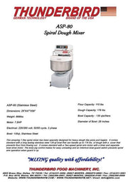 80 Quart (175lb. dough capacity) Thunderbird Planetary Mixer ASP-80 - Donut-Supplies.Com