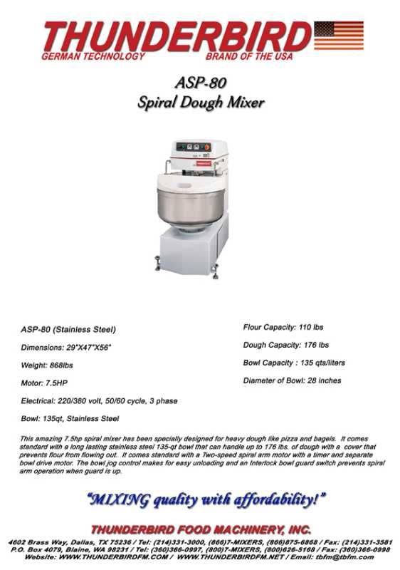 80 Quart (175lb. dough capacity) Thunderbird Planetary Mixer ASP-80 - Donut-Supplies.Com