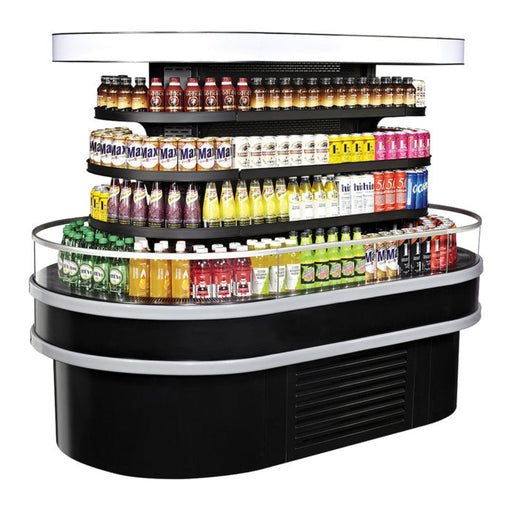 Turbo Air TIOM-36RSRB-N 48" Black Horizontal Island Open Air Cooler with (4) Levels, 220v/1ph - Donut-Supplies.Com
