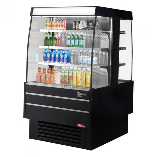Turbo Air TIOM-36SB-N 39 3/8" Black Vertical Island Open Air Cooler with (4) Levels, 220v/1ph - Donut-Supplies.Com