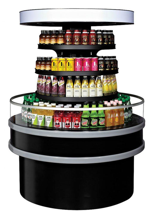 Turbo Air TIOM-48RRB-N 48" Black Vertical Round Island Open Air Cooler with (4) Levels, 220v/1ph - Donut-Supplies.Com