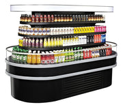 Turbo Air TIOM-48RSRB-N 48" Black Horizontal Island Open Air Cooler – 4 Level Display, 220v - Donut-Equipment.com