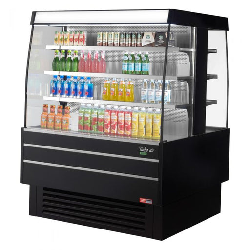 Turbo Air TIOM-48SB-N 50 3/8" Black Vertical Island Open Air Cooler with (4) Levels, 220v/1ph - Donut-Supplies.Com