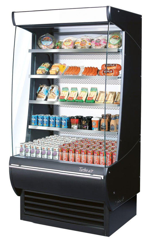 Turbo Air TOM-36DXB-N 36" Vertical Open Air Cooler w/ (5) Levels – Black Exterior, 115v - Donut-Supplies.Com
