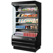 Turbo Air TOM-40B-N 39 1/8" Vertical Open Air Cooler w/ (5) Levels – Black Exterior, 115v - Donut-Equipment.com