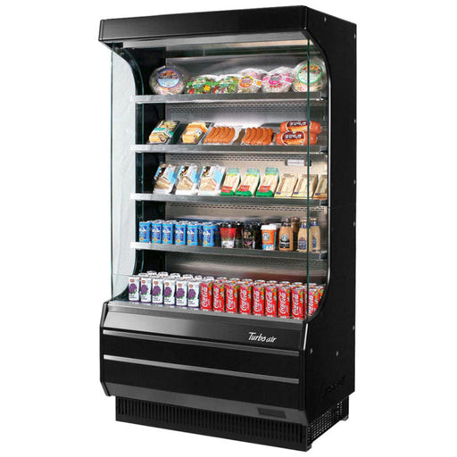 Turbo Air TOM-40B-N 39 1/8" Vertical Open Air Cooler w/ (5) Levels – Black Exterior, 115v - Donut-Supplies.Com