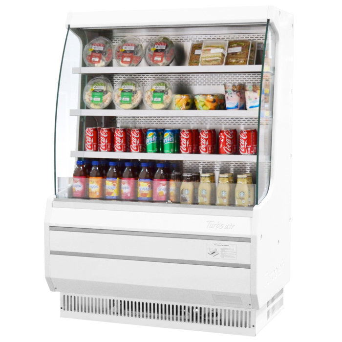 Turbo Air TOM-40MW-N 39" White Vertical Open Air Cooler – 4 Levels, 115v - Donut-Supplies.Com