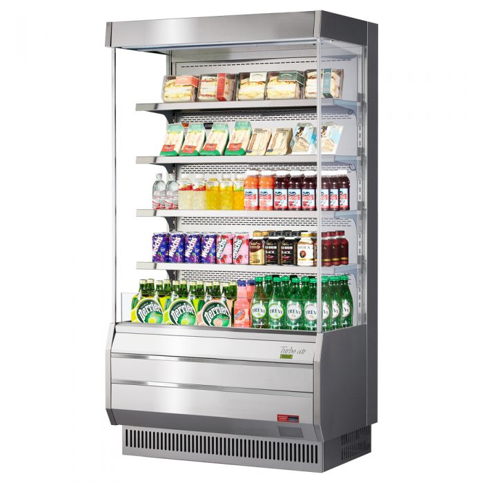 Turbo Air TOM-40S-N 39" Vertical Open Air Cooler w/ (5) Levels – Stainless Steel Exterior, 115v/1ph - Donut-Equipment.com