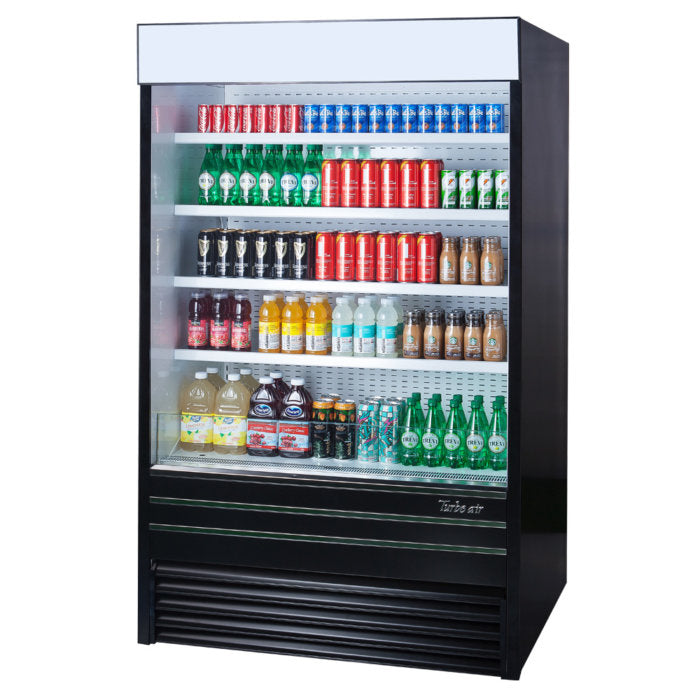 Turbo Air TOM-48EB-N 48" Black Vertical Open Air Cooler w/ (5) Levels, 115v - Donut-Equipment.com