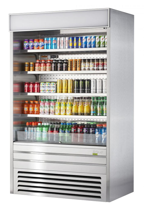 Turbo Air TOM-48ES-N 48" Stainless Steel Vertical Open Air Cooler w/ (5) Levels, 115v - Donut-Supplies.Com
