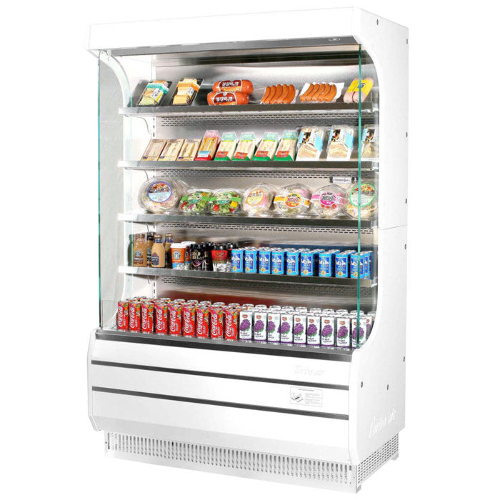 Turbo Air TOM-50W-N 51" Vertical Open Air Cooler w/ (5) Levels – White Exterior, 115v - Donut-Equipment.com