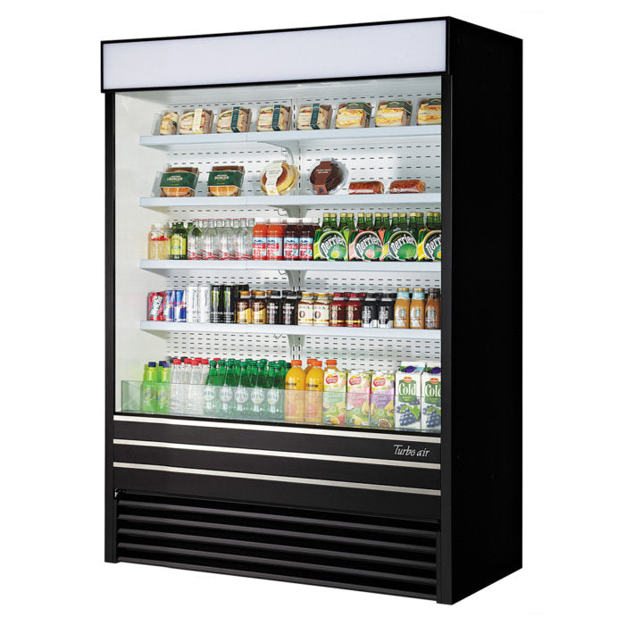 Turbo Air TOM-60EB-N 60" Black Vertical Open Air Cooler w/ (5) Levels, 115v - Donut-Supplies.Com