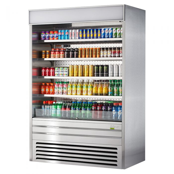 Turbo Air TOM-60ES-N 60" Stainless Steel Vertical Open Air Cooler w/ (5) Levels, 115v/1ph - Donut-Supplies.Com