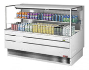 Turbo Air TOM-60L-UF-W-2S-N 58 3/4" White Low Profile Horizontal Open Air Cooler w/ (2) Levels – Ultra Front Merchandiser, 115v - Donut-Equipment.com