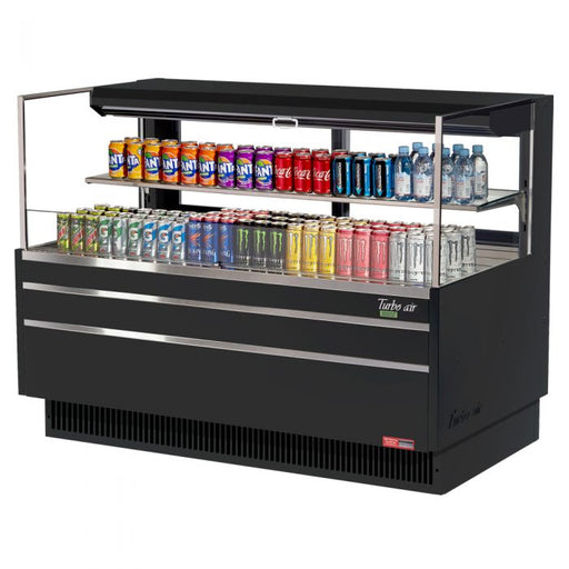 Turbo Air TOM-60L-UFD-B-2S-N 58 3/4" Black Low Profile Horizontal Open Air Cooler w/ (2) Levels – Ultra Front Deluxe Merchandiser, 115v - Donut-Supplies.Com