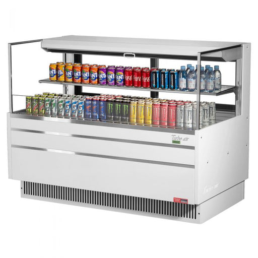 Turbo Air TOM-60L-UFD-W-2S-N 58 3/4" White Low Profile Horizontal Open Air Cooler w/ (2) Levels – Ultra Front Deluxe Merchandiser, 115v - Donut-Supplies.Com