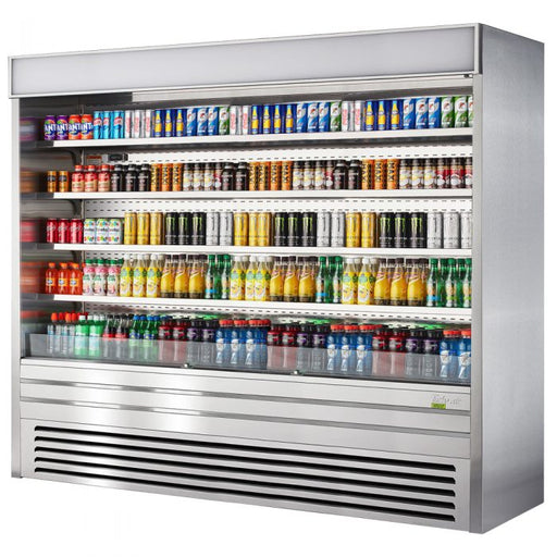 Turbo Air TOM-96ES-N 92 7/8" Stainless Steel Vertical Open Air Cooler with (5) Levels, 220v/1ph - Donut-Supplies.Com