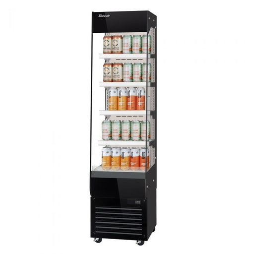 Turbo Air TOM20-75N-B 19 5/8" Black Vertical Open Air Cooler – 5 Levels, 115v - Donut-Supplies.Com