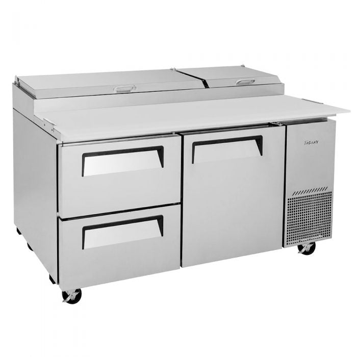 Turbo Air TPR-67SD-D2-N 67" Pizza Prep Table with 1 Door and 2 Drawers - Donut-Equipment.com