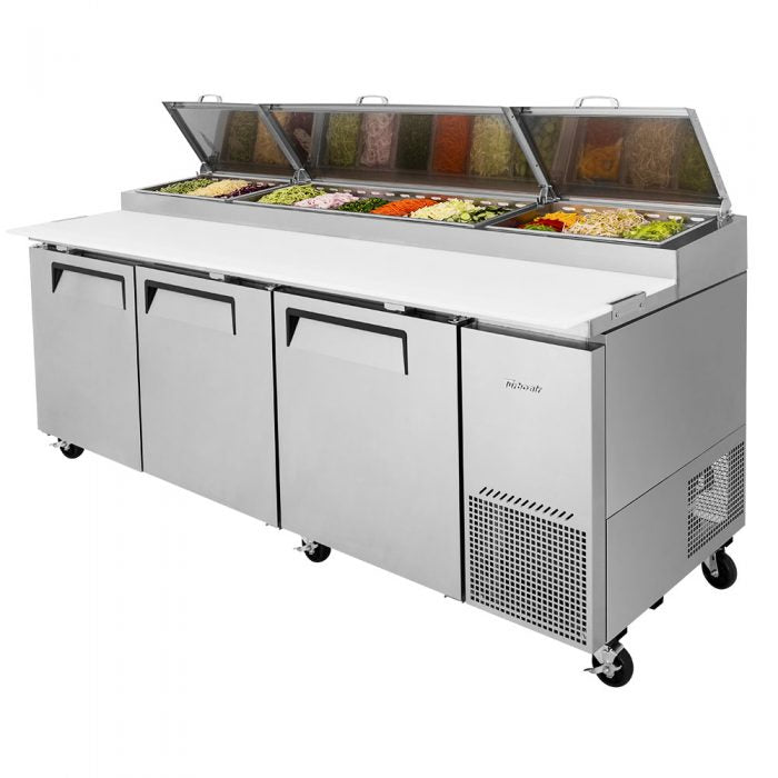 Turbo Air TPR-93SD-N 93" Super Deluxe Refrigerated Pizza Prep Table - Donut-Equipment.com