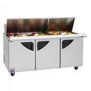 Turbo Air TST-72SD-30-N 73" Super Deluxe 3 Door Mega Top Refrigerated Sandwich Prep Table - Donut-Equipment.com