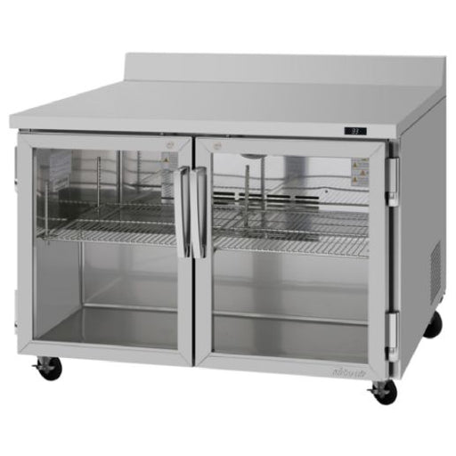 Turbo Air PWR-48-G-N 48 1/4" Worktop Refrigerator w/ 2 Sections, 2 Glass Doors - Donut-Supplies.Com