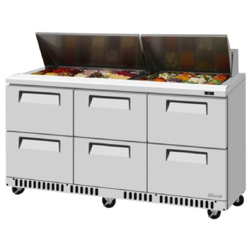 Turbo Air TST-72SD-D6-FB-N Super Deluxe 72" Sandwich/Salad Prep Table with 6 Drawers - Donut-Equipment.com