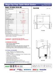 Turbo Air Super Deluxe TST-60SD-12M-N-LW 60" 2 Door Mega Top Refrigerated Sandwich Prep Table with Left Work Station - Donut-Equipment.com
