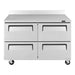 Turbo Air TWR-48SD-D4-N 48 1/4" Super Deluxe Worktop Refrigerator w/ (2) Sections, 4 Drawers - Donut-Supplies.Com