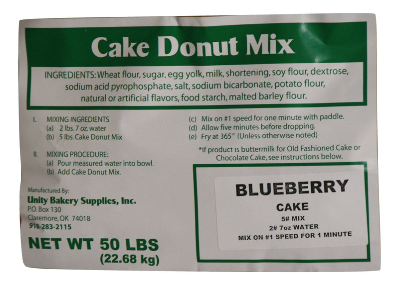 Bulk Blueberry Cake Donut Mix 40 x 50#  bags - Donut-Supplies.Com