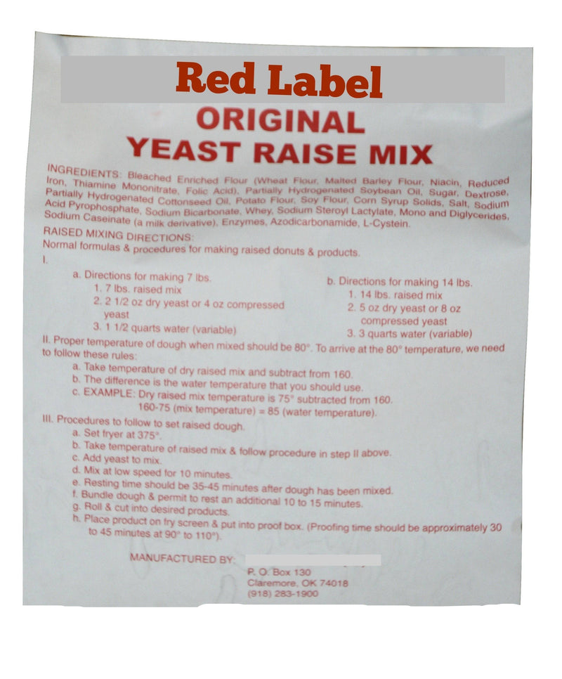 Rapid Rise Red Label Raised Donut Mix- 35# Box- For orders under 200 pounds total - Donut-Supplies.Com
