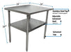 BK Resources 24" x 24" 18 Gauge Stainless Steel Work Table with Galvanized Undershelf – Prep Table - Donut-Equipment.com