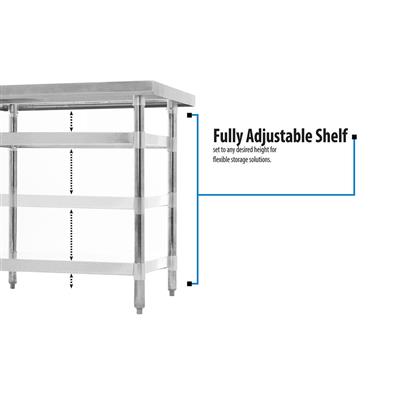 BK Resources 60" x 24" 18 Gauge Stainless Steel Work Table with Galvanized Undershelf – Prep Table - Donut-Equipment.com