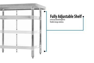 BK Resources 30" x 24" 18 Gauge Stainless Steel Work Table with Undershelf & 1.5" Riser – Prep Table - Donut-Equipment.com