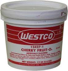 Westco Cherry Fruit-O Concentrate Icing Fruit 12# - Donut-Supplies.Com