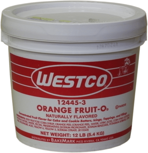 Westco Orange Fruit-O Concentrate Icing Fruit 12# - Donut-Supplies.Com