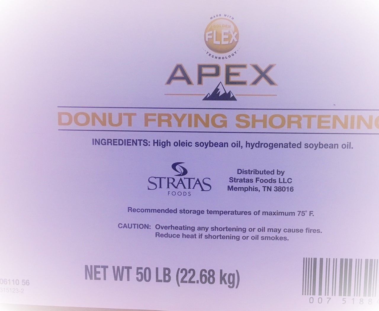 APEX NON HYDROGENATED PREMIUM DONUT FRY OIL/ SHORTENING 5% off-Wholesale Price-36 Cubes of shortening per pallet