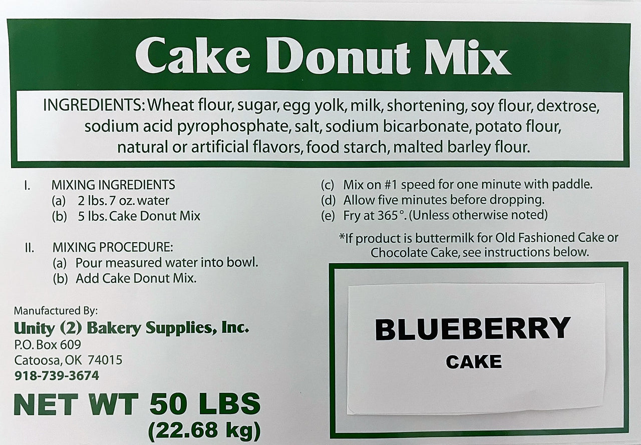 Blueberry Cake Donut Mix 50# for orders over 200 Pounds Total/See 35 pound parcel size for smaller quantities