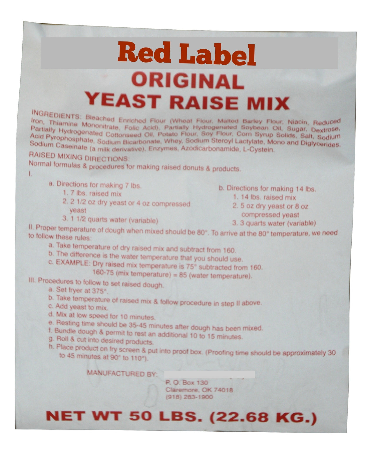 Bulk Price Red Label Raised Donut Mix- 40 Bag Pallet