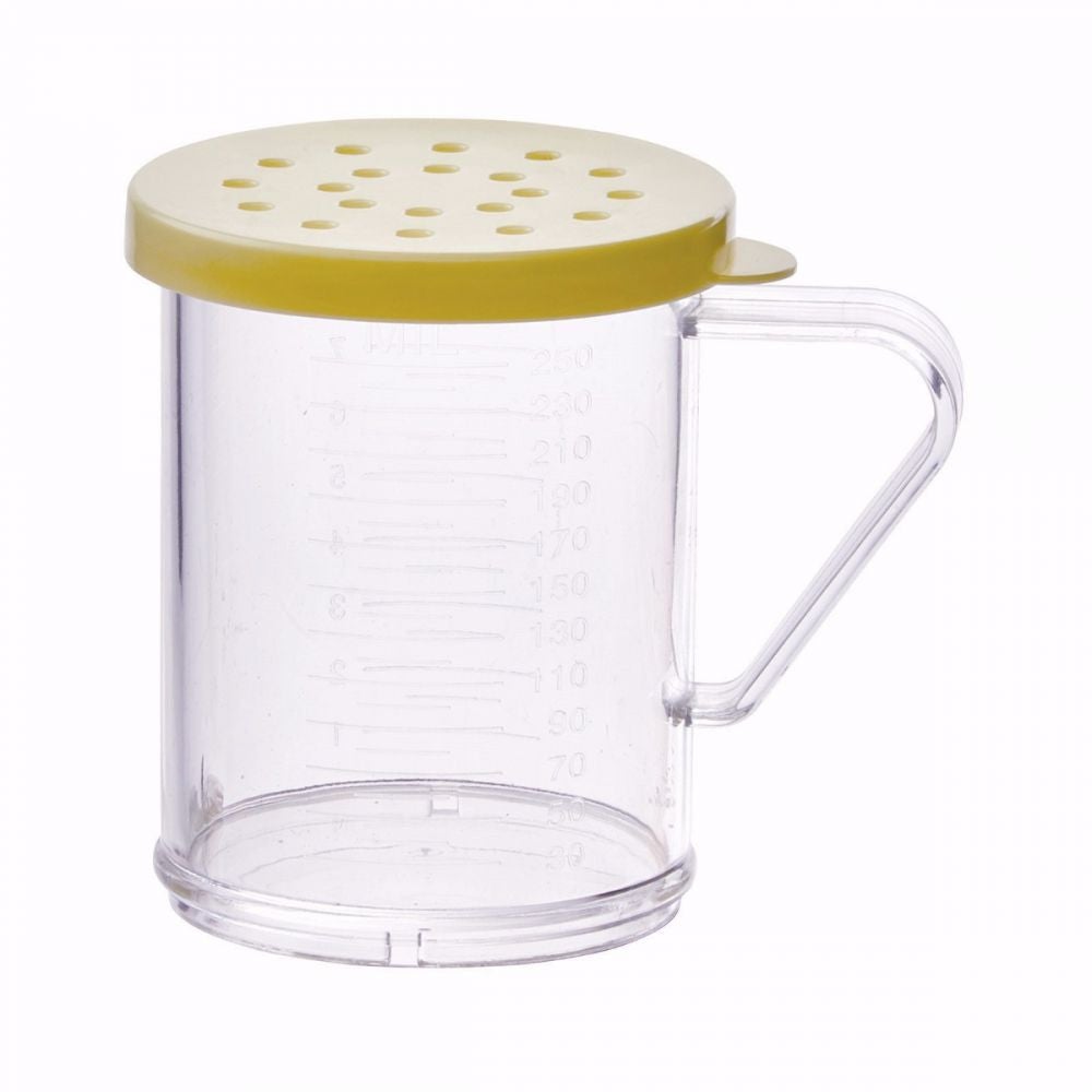 10 oz. Clear Polycarbonate Dredge with Snap-On Yellow Lid